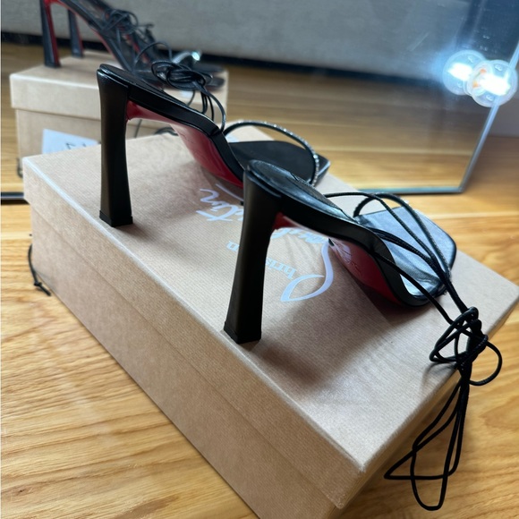 CHRISTIAN LOUBOUTIN Condora Lacestrass 85 crystal-embellished leather sandals - Picture 3 of 13